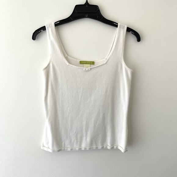 Y2K Coquette White Knit Tank Top XS Fairy Balletcore Minimalist Clean Girl - Picture 1 of 7